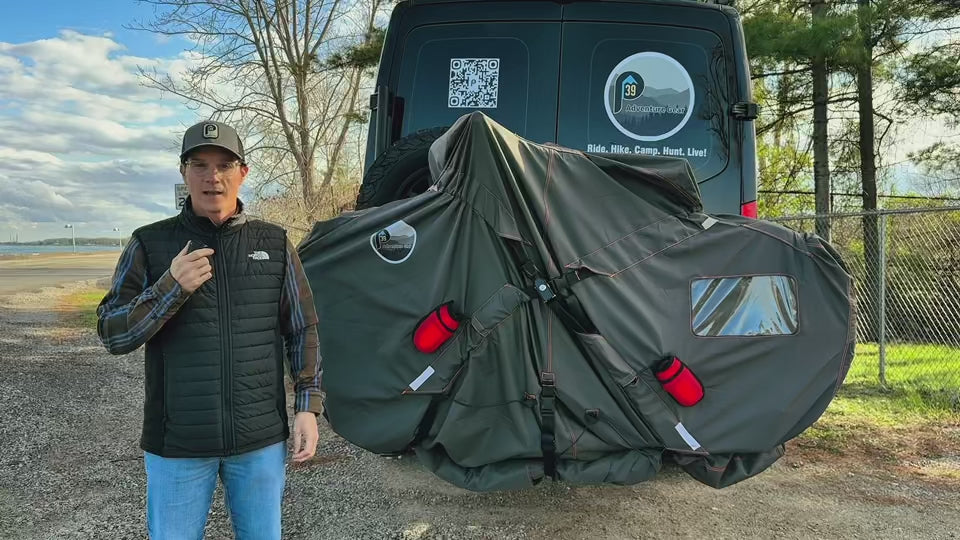 Load video: Introducing P39 Adventure Gear Bike Cover